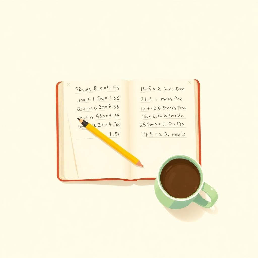 An open notebook with handwritten math problems